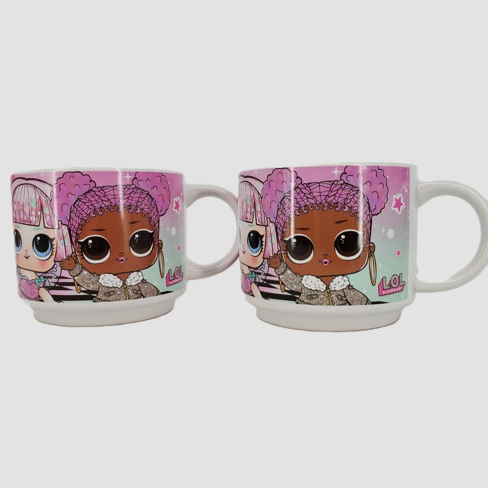 LOL‎ Surprise Galerie Ceramic Stacking Mugs Set of 2 Dance Disco Pink Purple MGA